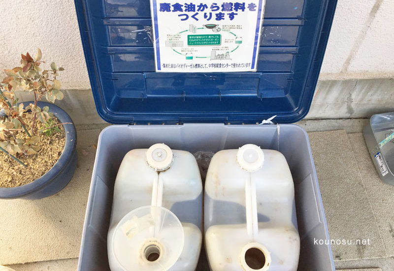 鴻巣市役所 廃食油回収ボックス 開けたところ
